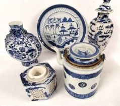 A collection of 19th and 20th century blue and white Chinese hand painted porcelain, including a