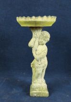 A weathered composition stone cherub fountain. H.84 Dia.37.5cm.