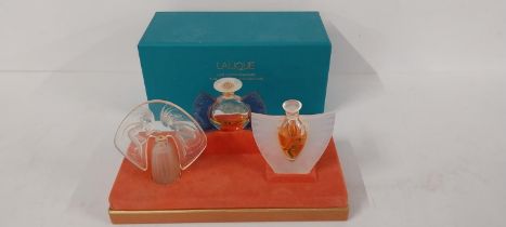 Lalique of France, three frosted glass perfume bottles from the 'Les Introuvables' The Ultimate