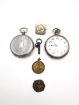 A miscellaneous collection, including two pocket watches one silver (800), an Edward V11 1909 coin