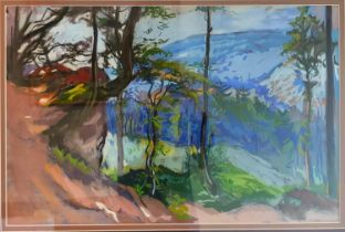 Phyllis Bray, British (1911 - 1991), gouache on paper, Forest landscape, unsigned. Framed and