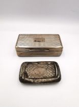 Two antique silver snuff boxes, one Georgian of curved form by Matthew Linwood, 1781 with engraved