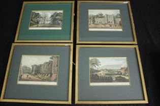 A set of four 19th century prints, views of Battle Abbey, framed and glazed. H.25 W.27cm. (each).