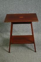 An Edwardian Sheraton revival style mahogany and fan inlaid side table. H.70 W.61 D.40cm.