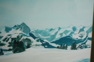 Diana Boyd, watercolour, Swiss alpine landscape, signed Di, framed and glazed. H.42 W.49cm.