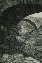 Dorothy M. Fairley (b.1894), etching of a bridge, inscribed signature to the reverse, framed and