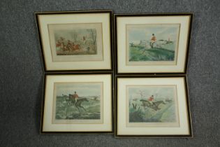 A set of four 19th century hunting prints, framed and glazed. H.40 W.46cm. (each).