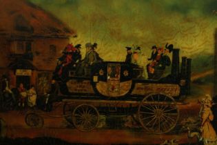 Henry Pyall after Garner Morton, a reverse painting on glass. 'The New Steam Carriage', 19th