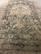 A contemporary handmade wool and silk carpet by Riviere. L.436 W.244cm.