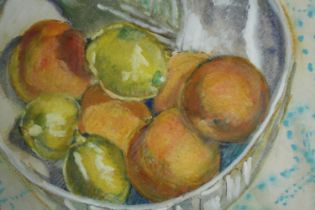 Diana Boyd, pastel, still life with fruits, signed Di, framed and glazed. H.49 W.47cm.