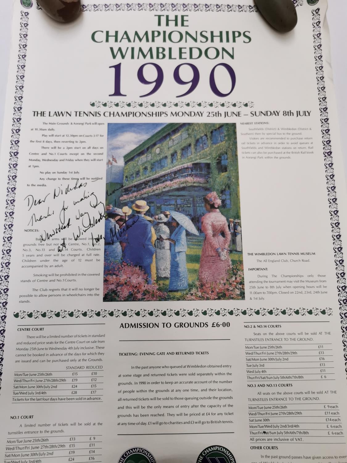 A collection of signed Martina Navratilova memorabilia including, three un-framed Wimbledon posters, - Image 14 of 15