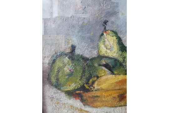 Alfred Wolmark (1877-1961), oil on canvas, still life with fruit and vases, signed with gallery - Image 8 of 12