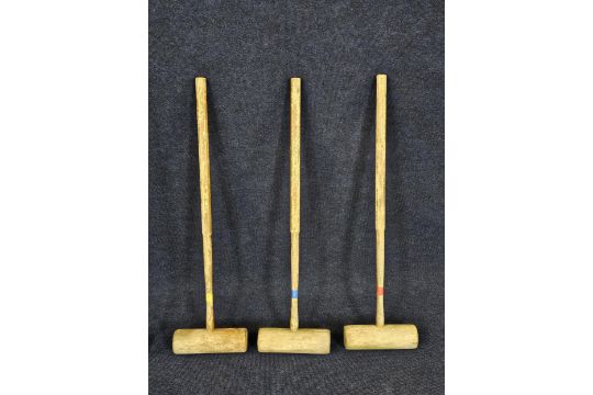 Three polo sticks and three croquet mallets. Polo sticks are L.228cm., Croquet mallets are L.88cm. - Image 4 of 5