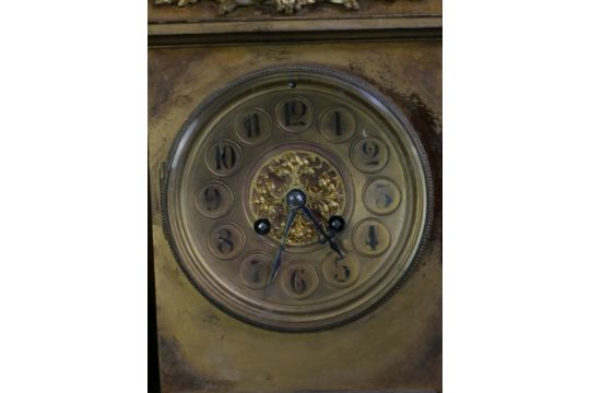 A 19th century marble and brass mounted mantel clock. H.37 W.31 D.15cm. - Image 2 of 6