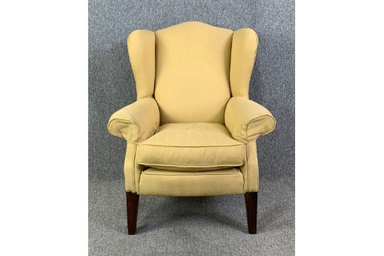 A pair of Georgian style wingback armchairs on square tapering supports. H.102 W.83 D.94cm - Image 2 of 4