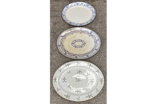 A collection of three 19th century serving plates, each marked to the base, W.55cm (largest). - Image 1 of 10