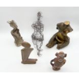 Studio sculptures: abstract figural studies, ceramic, carved stone, mixed media etc. H.32cm (