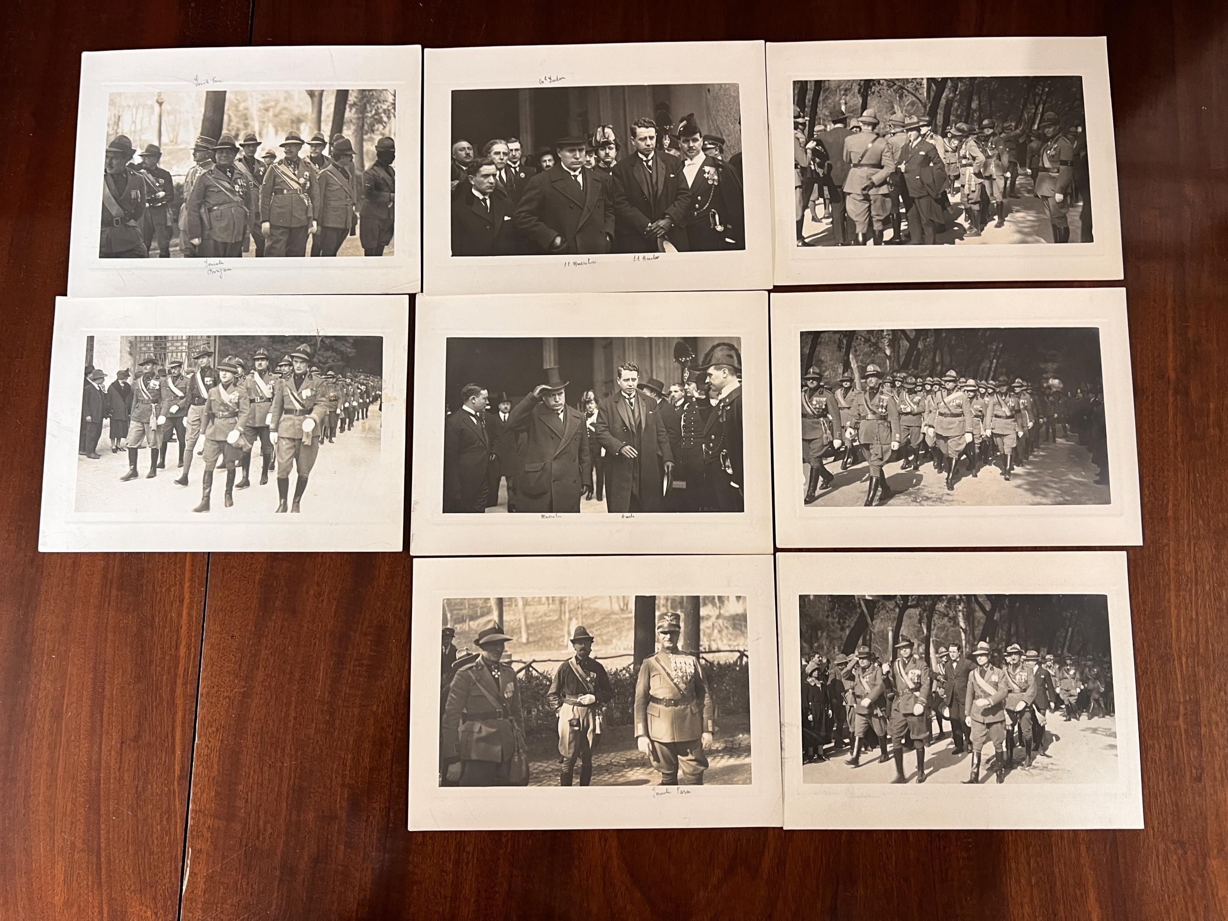 Eight black and white photographs of Mussolini and various Italian military personal. H.18 W.24cm - Image 2 of 2