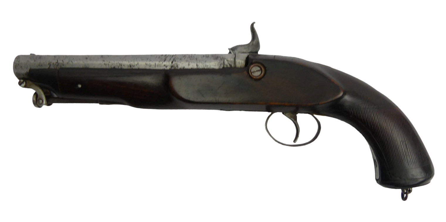19th century Frederick Barnes 'Indian' percussion cap pistol with captive ramrod, 35cm. - Image 2 of 5