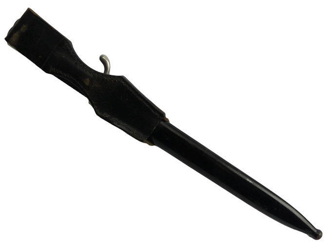 K98 bayonet scabbard and leather holder, 39.5cm. - Image 2 of 4