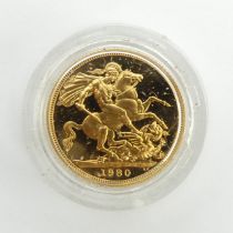 1980 Royal Mint gold proof half sovereign.