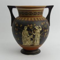 Mettlach art pottery vase after the Antique, 17.5cm x 17.5cm.