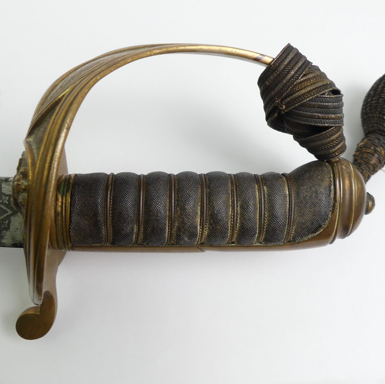 Royal Naval officers sword, the fullered blade marked London Made. Blade with crown over fouled - Image 10 of 19