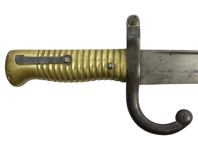 French Chassepot socket bayonet and scabbard bayonet 70cm long, total length 71cm. - Image 7 of 8