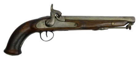 A 19th century 'Indian' percussion cap pistol with captive ramrod, 38cm.