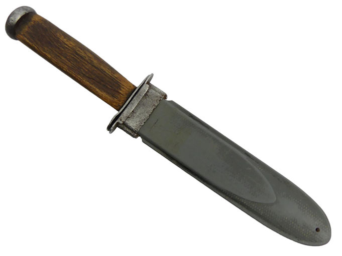 US World War II Marine KK2 fighting knife with scabbard, 33cm overall length. - Image 2 of 4