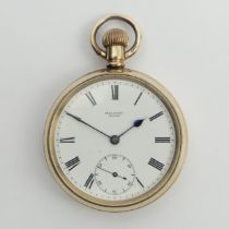 Mallory gold plated open face pocket watch, 70 x 50mm. Condition Report: In good working order.