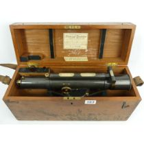 A Stanley surveyors patent level, boxed, C.1898, level is 44 cm when closed.