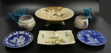 Poole pottery Art Deco pots, Bewley Art Deco bowl, Beswick, Copenhagen and glass items.