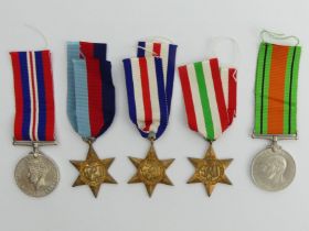 World War II five medal group, LT C N Gowing, Italy, France, Germany and Stars.