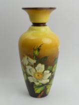 Doulton Lambeth art pottery floral faience vase, 24.5cm.