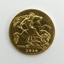 George V 1914 gold half sovereign.