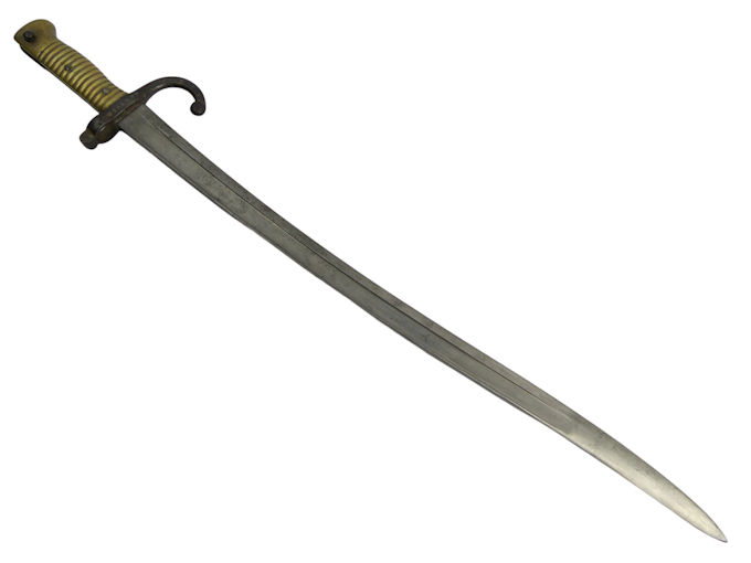 French Chassepot socket bayonet and scabbard bayonet 70cm long, total length 71cm. - Image 5 of 8
