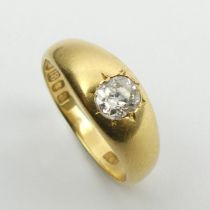 Victorian 18ct gold oval diamond signet ring, London 1896, 5.1 grams, 7.26mm, size O.