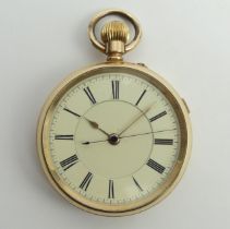 14ct gold filled chronograph movement pocket watch by Barnes & Sons, Gainsborough, 72mm x 52mm.