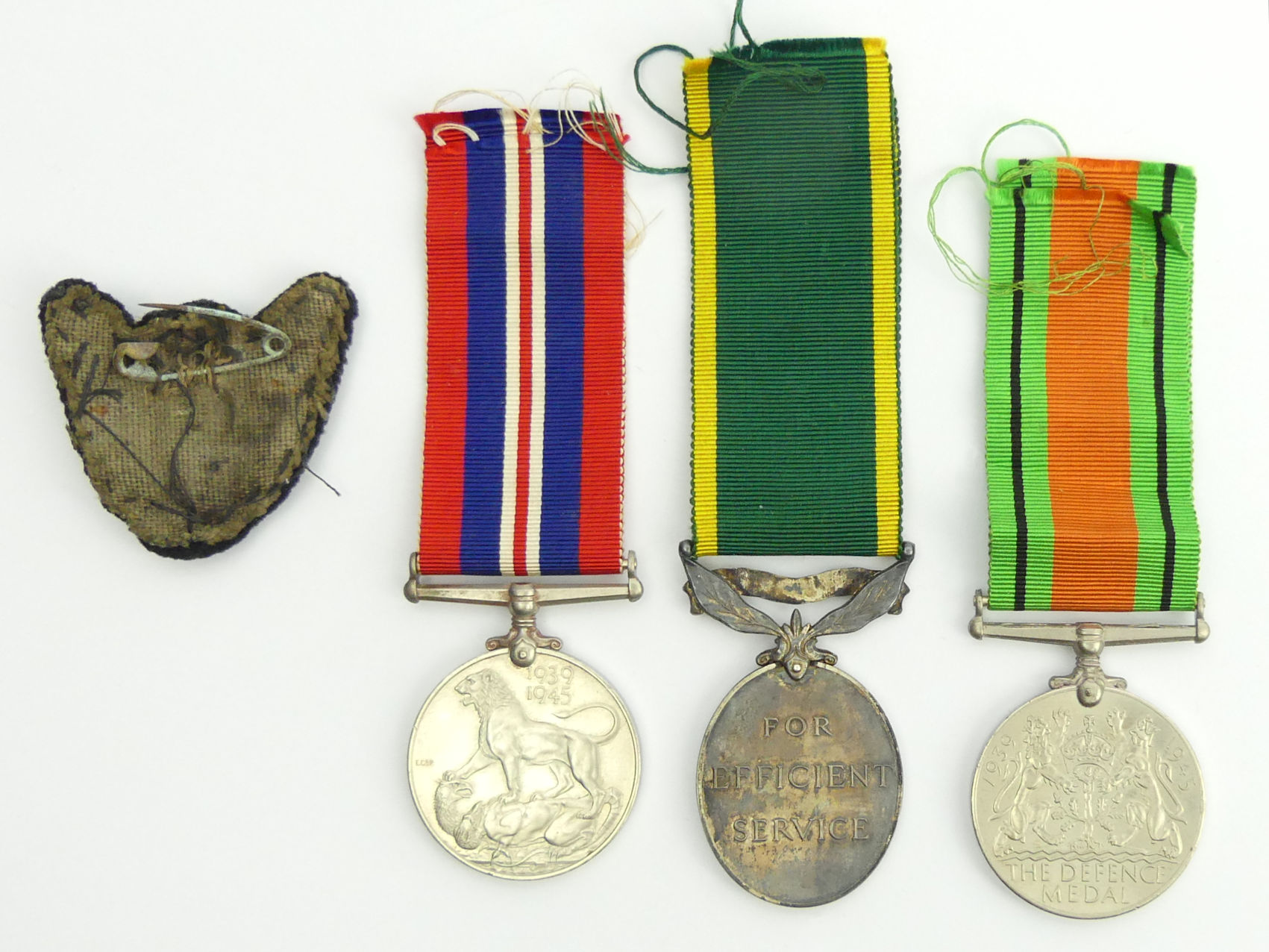 World War II medal group including Territorial for Efficient Service and a cloth badge, issued to - Image 2 of 5