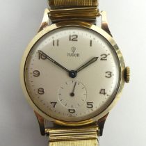 9ct gold gents Tudor manual wind watch, c.1960. Condition Report: In working order.
