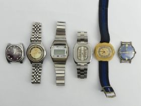 Two Seiko automatic day/date adjust watches and four others.