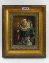 R. Nitsch gilt framed oil on panel of an elderly lady with an ornate lace collar, 24cm x 29cm.