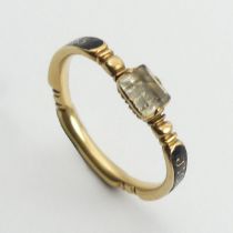 1733 gold mourning ring set with rock crystal? "J:O:A:C: OBT:10 DEC 1733" 3.3 grams, 4.9mm, size