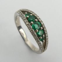 18ct white gold tourmaline and diamond ring, 4.4grams, 6.3mm, size M1/2.