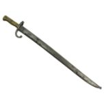 French Chassepot bayonet and scabbard blade, signed and dated 1868, 71cm overall length.