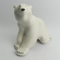 Large USSR Lomonosov pottery polar bear, 28cm.