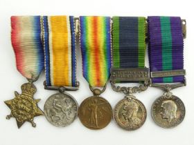 World War I miniature medal inc. Afghanistan and Iraq.