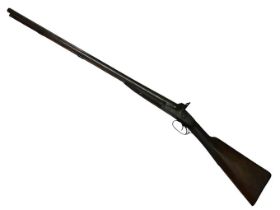 19th century C. Moore percussion double barrel shotgun 75cm, Damascus barrels, obsolete calibre,