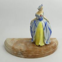 Art Deco Goebel pottery figure on an onyx base, 24cm.